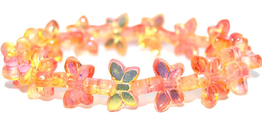 Table Cut Butterfly Beads, Glossy Red Gold (48101), Glass, Czech Republic