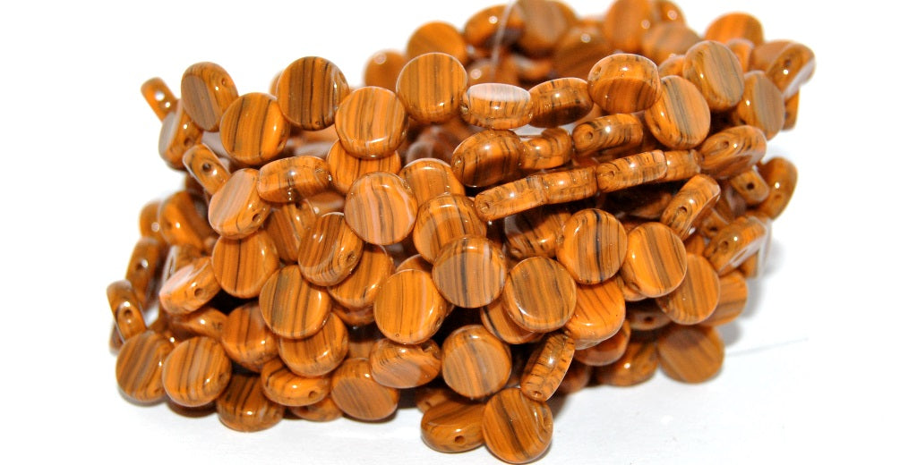 2-hole Flat Round Coin Pressed Beads, Mix2 2Hole (MIX2-2HOLE), Glass, Czech Republic