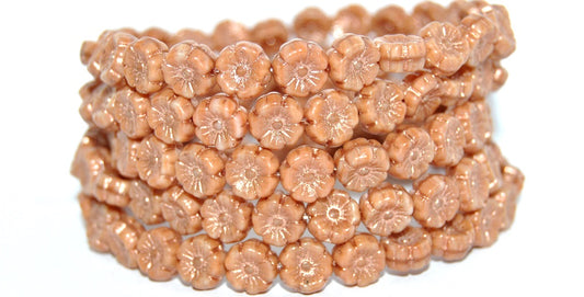 Hawaii Flower Pressed Glass Beads, 13730 Copper Lined (13730-54200), Glass, Czech Republic