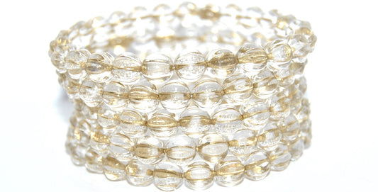 Melon Round Pressed Glass Beads With Stripes, Crystal 54202A (00030-54202A), Glass, Czech Republic