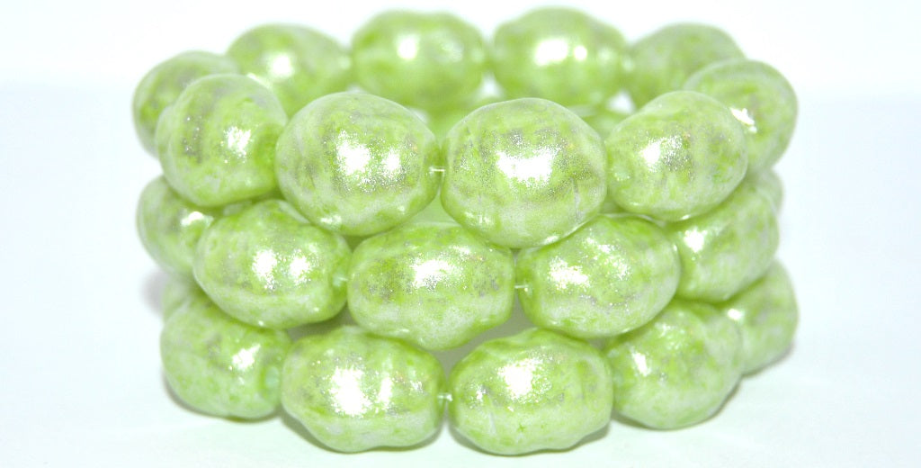 Shaped Pressed Glass Beads, White 34310 34301 (02010-34310-34301), Glass, Czech Republic