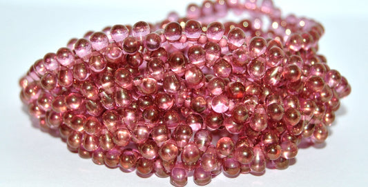 Pear Teardrop Pressed Glass Beads, Crystal Luster Red Full Coated (00030-14495), Glass, Czech Republic