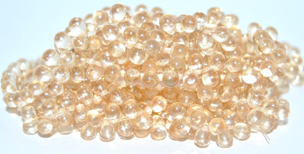 Pear Teardrop Pressed Glass Beads, Crystal Luster Brown Full Coated (00030-14413), Glass, Czech Republic