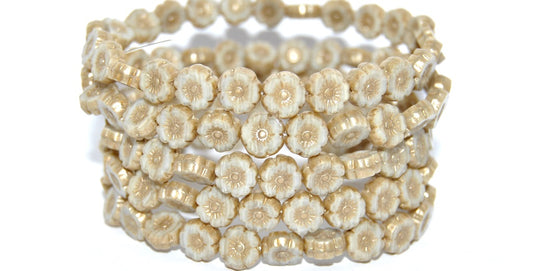 Table Cut Round Beads Hawaii Flowers, 13060 86710 (13060-86710), Glass, Czech Republic