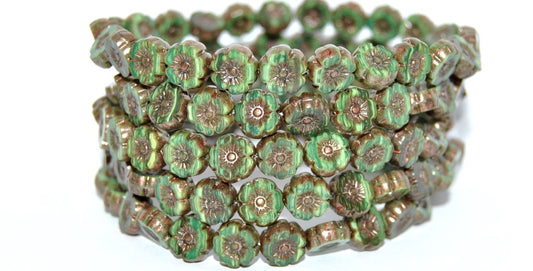 Table Cut Round Beads Hawaii Flowers, 51540201 86750 (51540201-86750), Glass, Czech Republic