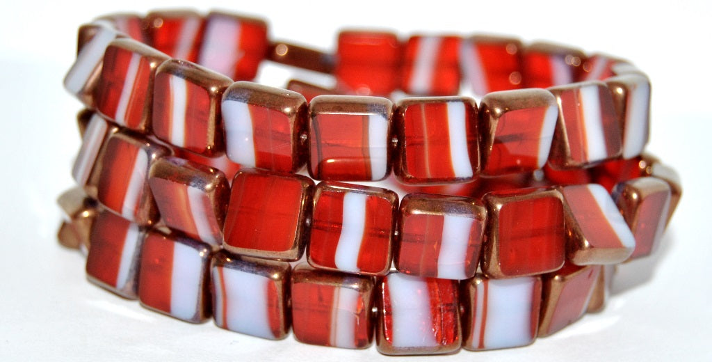 Table Cut Square Beads, Mixed Colors Orange Bronze (MIX-ORANGE-14415), Glass, Czech Republic