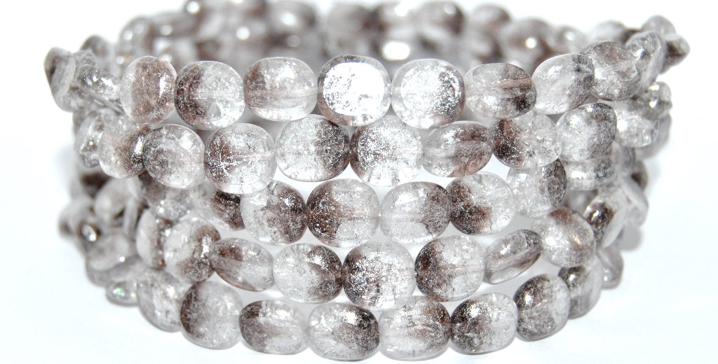 Table Cut Round Candy Beads, Mix Crystal Purple 34301 Crack (27008-34301-CRACK), Glass, Czech Republic