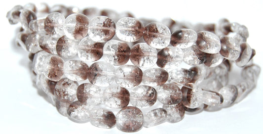 Table Cut Round Candy Beads, Mix Crystal Purple Mat Crack (27008-MAT-CRACK), Glass, Czech Republic