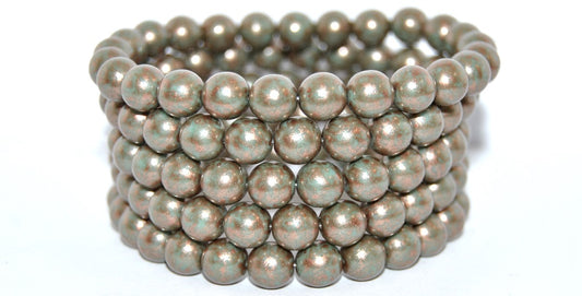 Round Pressed Glass Beads Druck, Turquoise 86750 (63130-86750), Glass, Czech Republic