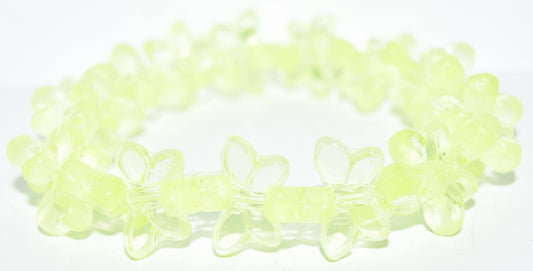 Table Cut Butterfly Beads, Transparent Yellow Uran Matte (80130-URAN-M), Glass, Czech Republic
