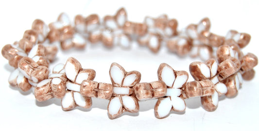 Table Cut Butterfly Beads, White 86750 (02010-86750), Glass, Czech Republic