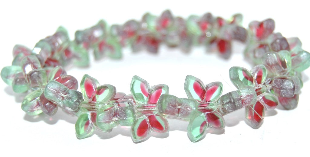 Table Cut Butterfly Beads, 27501 Luster Cream (27501-14401), Glass, Czech Republic