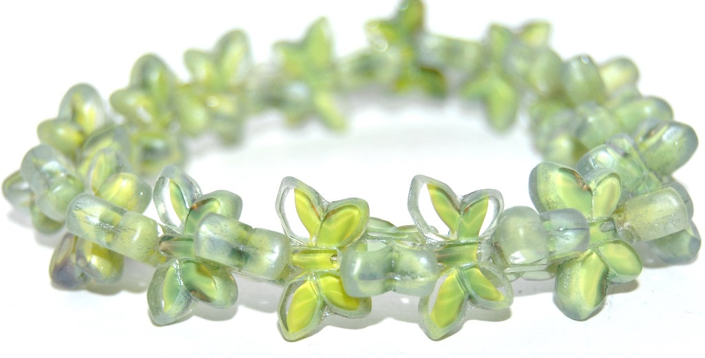 Table Cut Butterfly Beads, 56560 Luster Cream (56560-14401), Glass, Czech Republic