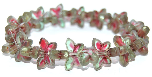 Table Cut Butterfly Beads, 27501 Luster Red Full Coated Matte (27501-14495-M), Glass, Czech Republic