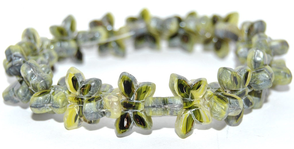 Table Cut Butterfly Beads, 52239 Luster Cream (52239-14401), Glass, Czech Republic