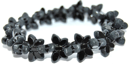 Table Cut Butterfly Beads, Black Matte (23980-M), Glass, Czech Republic