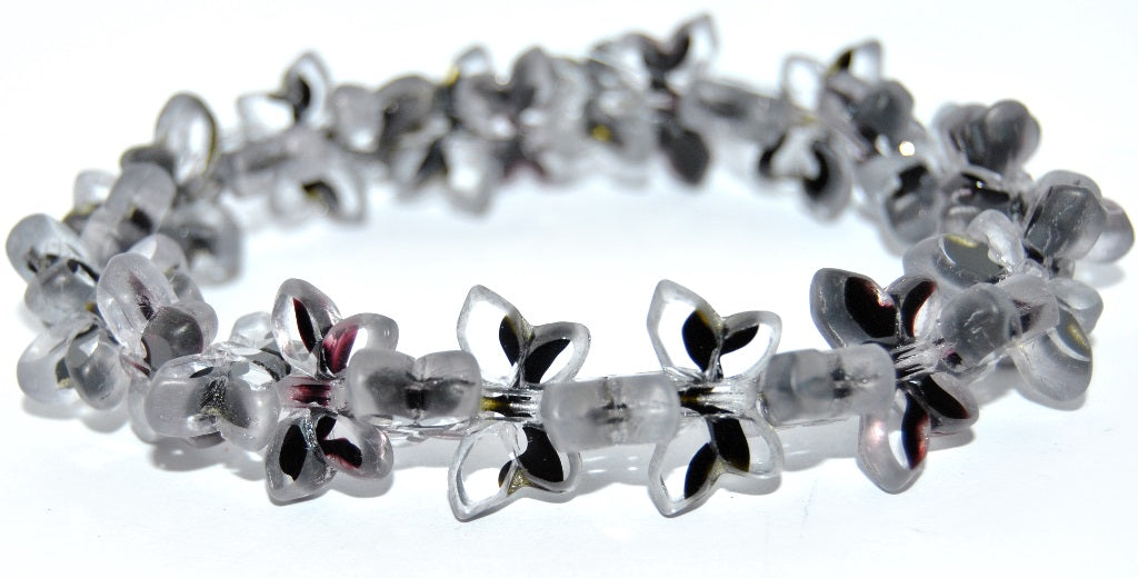 Table Cut Butterfly Beads, 26998 Luster Black (26998-14449), Glass, Czech Republic