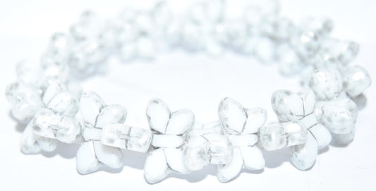 Table Cut Butterfly Beads, White 86700 (02010-86700), Glass, Czech Republic