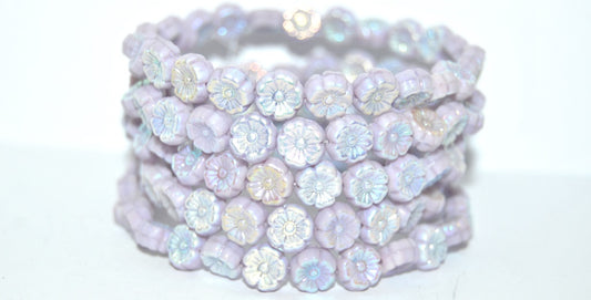 Hawaii Flower Pressed Glass Beads, 24010 Ab 2X (24010-AB-2X), Glass, Czech Republic