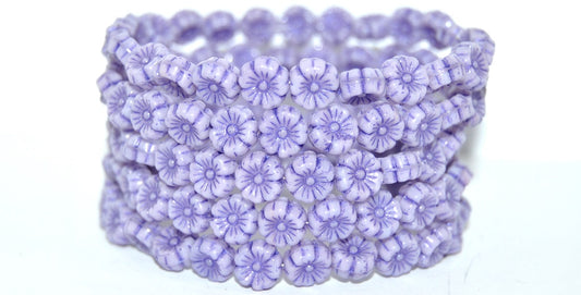 Hawaii Flower Pressed Glass Beads, 24010 43810 (24010-43810), Glass, Czech Republic