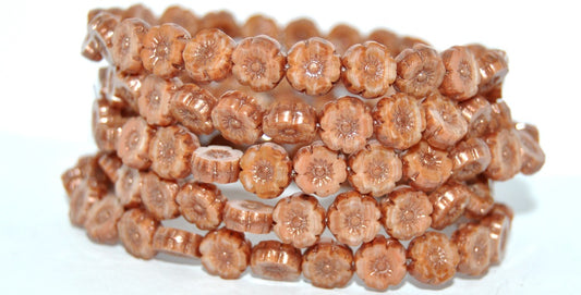 Table Cut Round Beads Hawaii Flowers, Mix Brown Crystal 86750 (16616-86750), Glass, Czech Republic