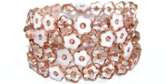 Table Cut Flower Beads With Dot, Transparent Blue 86750 (0003002010-86750), Glass, Czech Republic