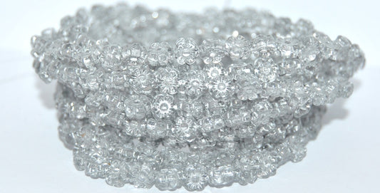 Hawaii Flower Pressed Glass Beads, Crystal Silver Lined (00030-54201), Glass, Czech Republic