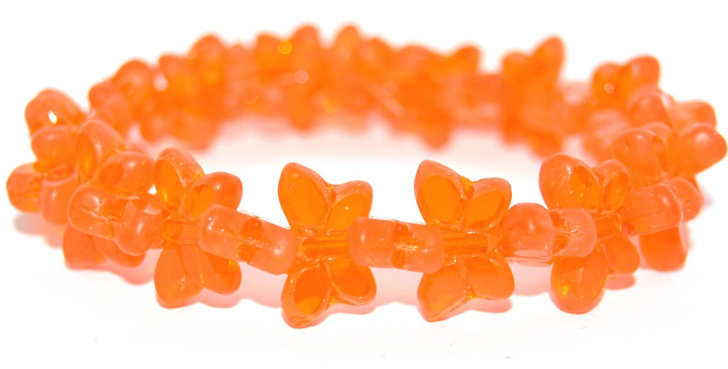 Table Cut Butterfly Beads, Transparent Orange Matte (90020-M), Glass, Czech Republic
