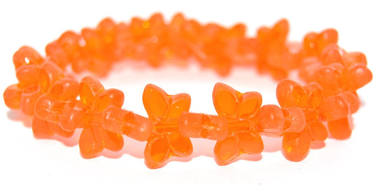 Table Cut Butterfly Beads, Transparent Orange Matte (90020-M), Glass, Czech Republic