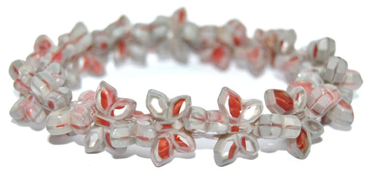 Table Cut Butterfly Beads, Orange Matte (9602840-M), Glass, Czech Republic