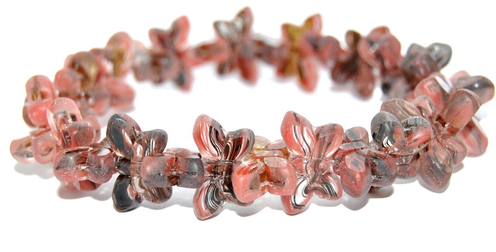 Table Cut Butterfly Beads, 9008239 Matte (9008239-M), Glass, Czech Republic