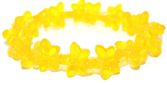 Table Cut Butterfly Beads, Transparent Yellow Matte (80020-M), Glass, Czech Republic