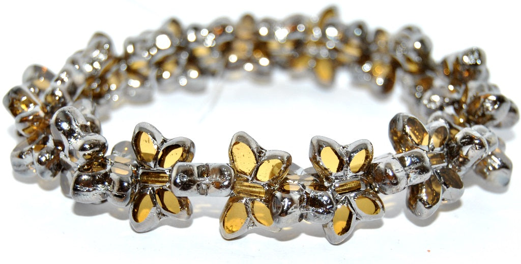 Table Cut Butterfly Beads, Transparent Yellow Chrome (80020-CHROME), Glass, Czech Republic