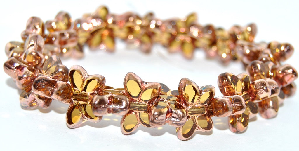 Table Cut Butterfly Beads, Transparent Yellow Rose Gold Capri 2Xside (80020-27101-2XSIDE), Glass, Czech Republic