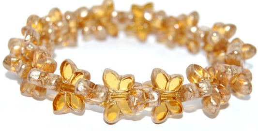 Table Cut Butterfly Beads, Transparent Light Topaz Yellow 86710 (10020-86710), Glass, Czech Republic