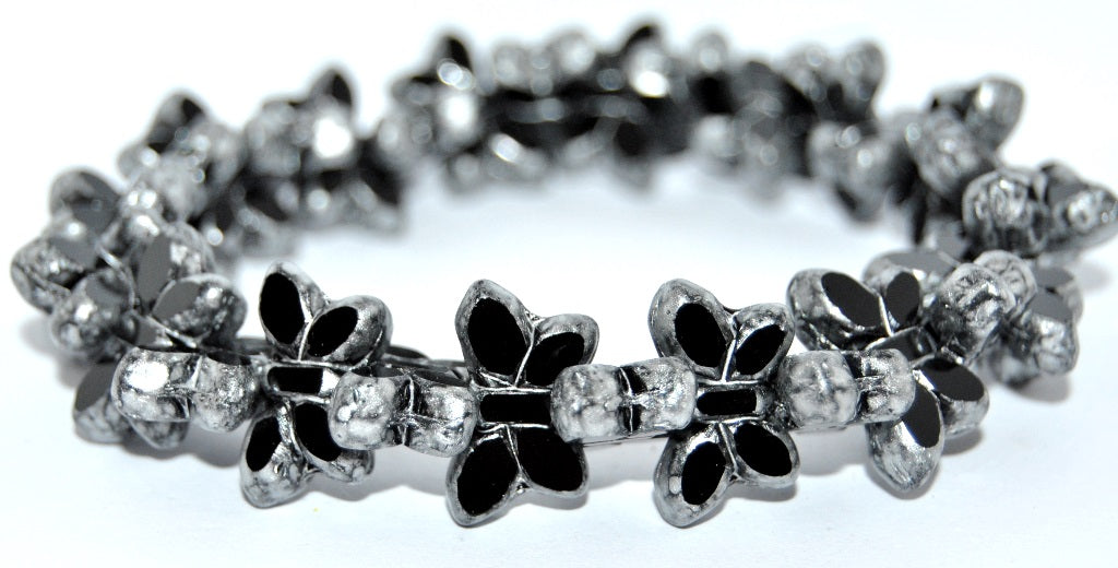 Table Cut Butterfly Beads, Black 86700 (23980-86700), Glass, Czech Republic