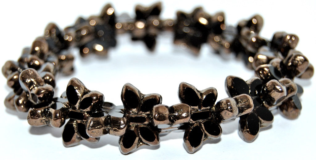 Table Cut Butterfly Beads, Black Bronze (23980-14415), Glass, Czech Republic