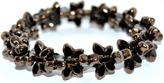 Table Cut Butterfly Beads, Black Bronze (23980-14415), Glass, Czech Republic