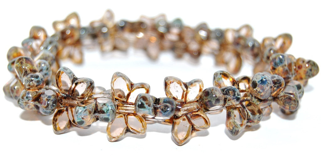 Table Cut Butterfly Beads, Transparent Light Amethyst Travertin (20040-86800), Glass, Czech Republic