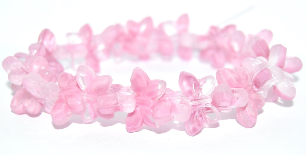 Table Cut Butterfly Beads, Opaque Pink Matte (76028-M), Glass, Czech Republic