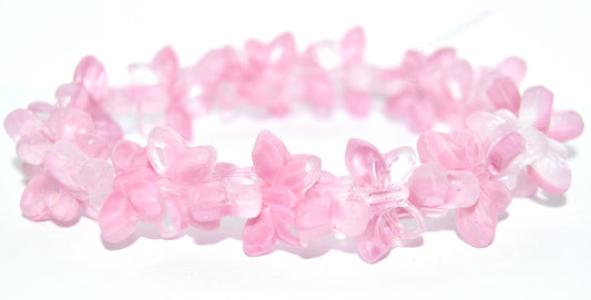 Table Cut Butterfly Beads, Opaque Pink Matte (76028-M), Glass, Czech Republic