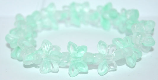 Table Cut Butterfly Beads, Teal Matte (56218-M), Glass, Czech Republic