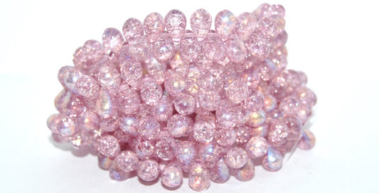 Pear Teardrop Pressed Glass Beads, 34306 Ab Crack (34306-AB-CRACK), Glass, Czech Republic