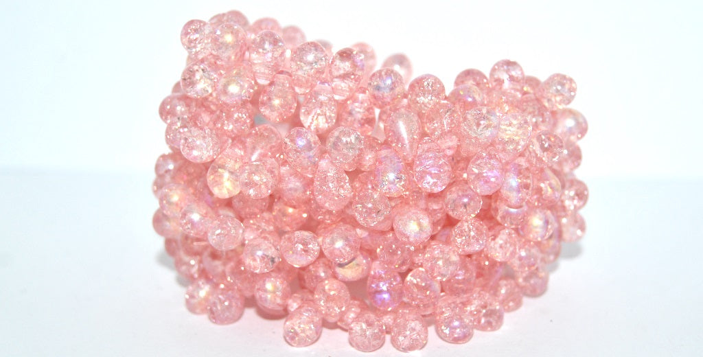 Pear Teardrop Pressed Glass Beads, 34304 Ab Crack (34304-AB-CRACK), Glass, Czech Republic