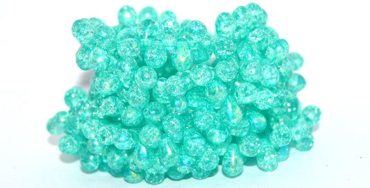 Pear Teardrop Pressed Glass Beads, 34309 Ab Crack (34309-AB-CRACK), Glass, Czech Republic
