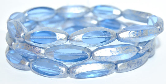 Table Cut Oval Beads, Transparent Blue 86700 (30020-86700), Glass, Czech Republic