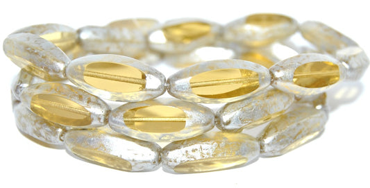 Table Cut Oval Beads, Transparent Light Topaz Yellow 86700 (10020-86700), Glass, Czech Republic