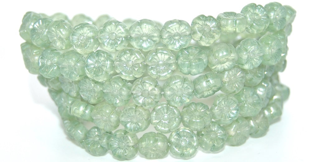 Hawaii Flower Pressed Glass Beads, Crystal 14458Fm (00030-14458FM), Glass, Czech Republic