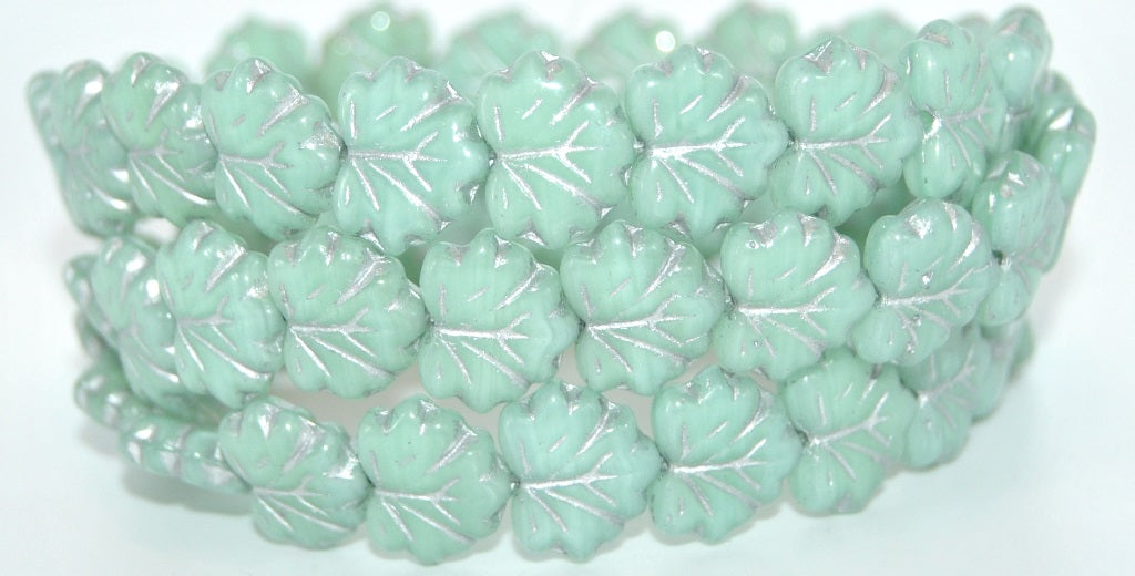 Grape Leaf Pressed Beads, Copper Lined Silver Lined (54200-54201), Glass, Czech Republic