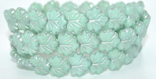 Grape Leaf Pressed Beads, Copper Lined Silver Lined (54200-54201), Glass, Czech Republic